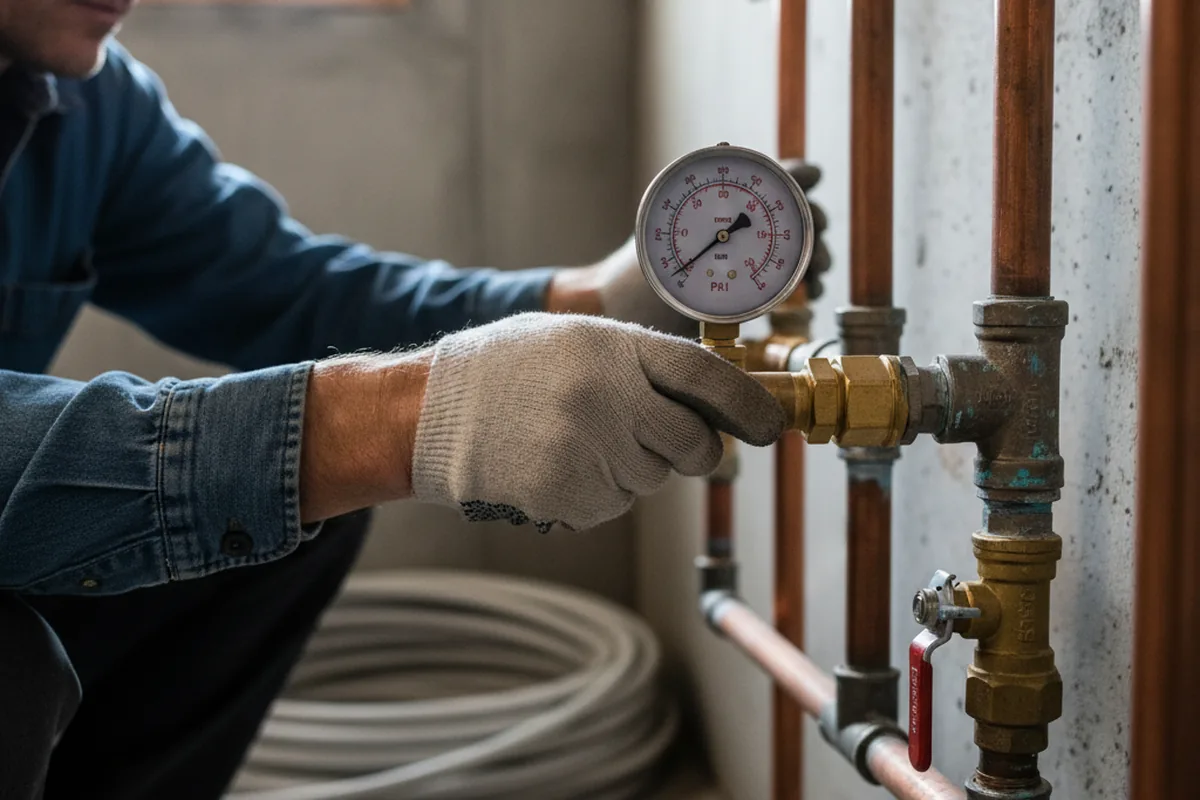 Pressure testing a repaired line during Water Line Repair in Azusa